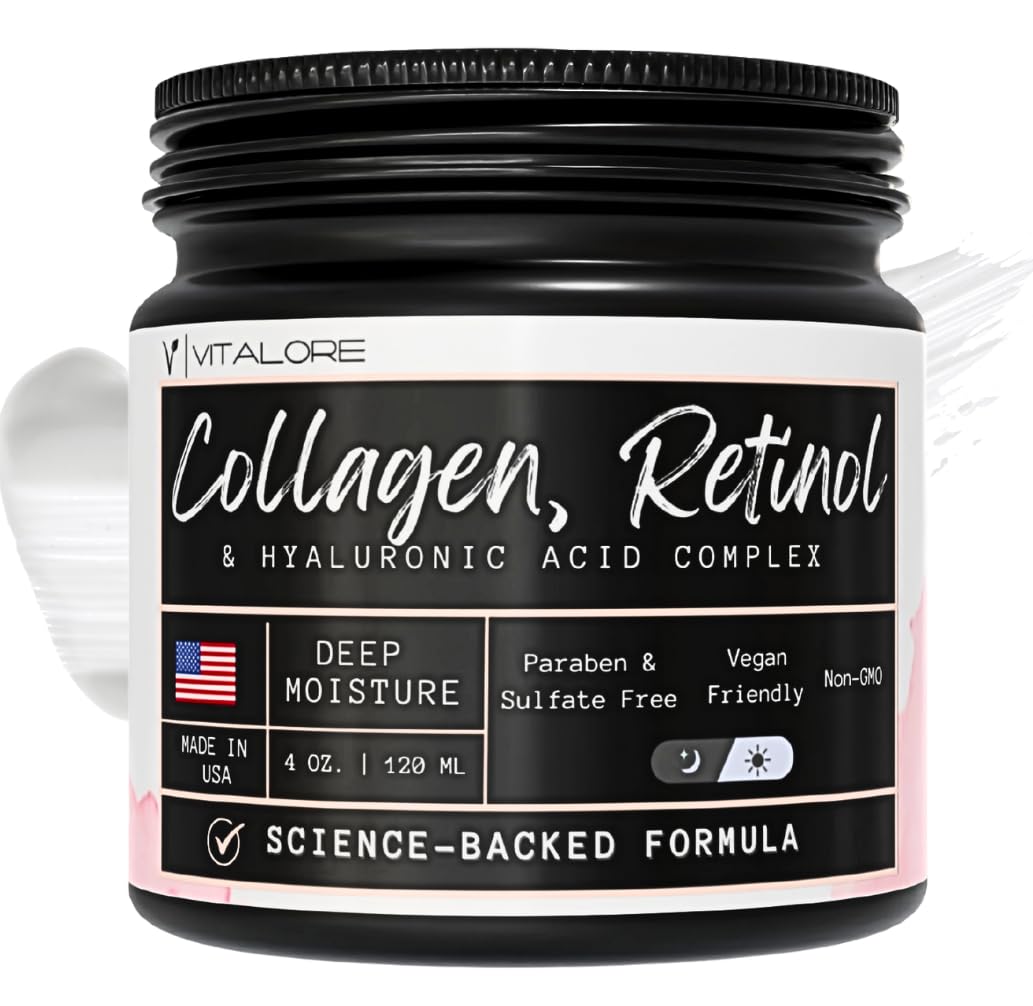 Collagen, Retinol Moisturizer & Wrinkle Cream with Hyaluronic Acid. Instant Face Lift Cream. Anti-Aging skincare for Neck & Décolleté. For Women and Men- Made in the USA for day & night use.