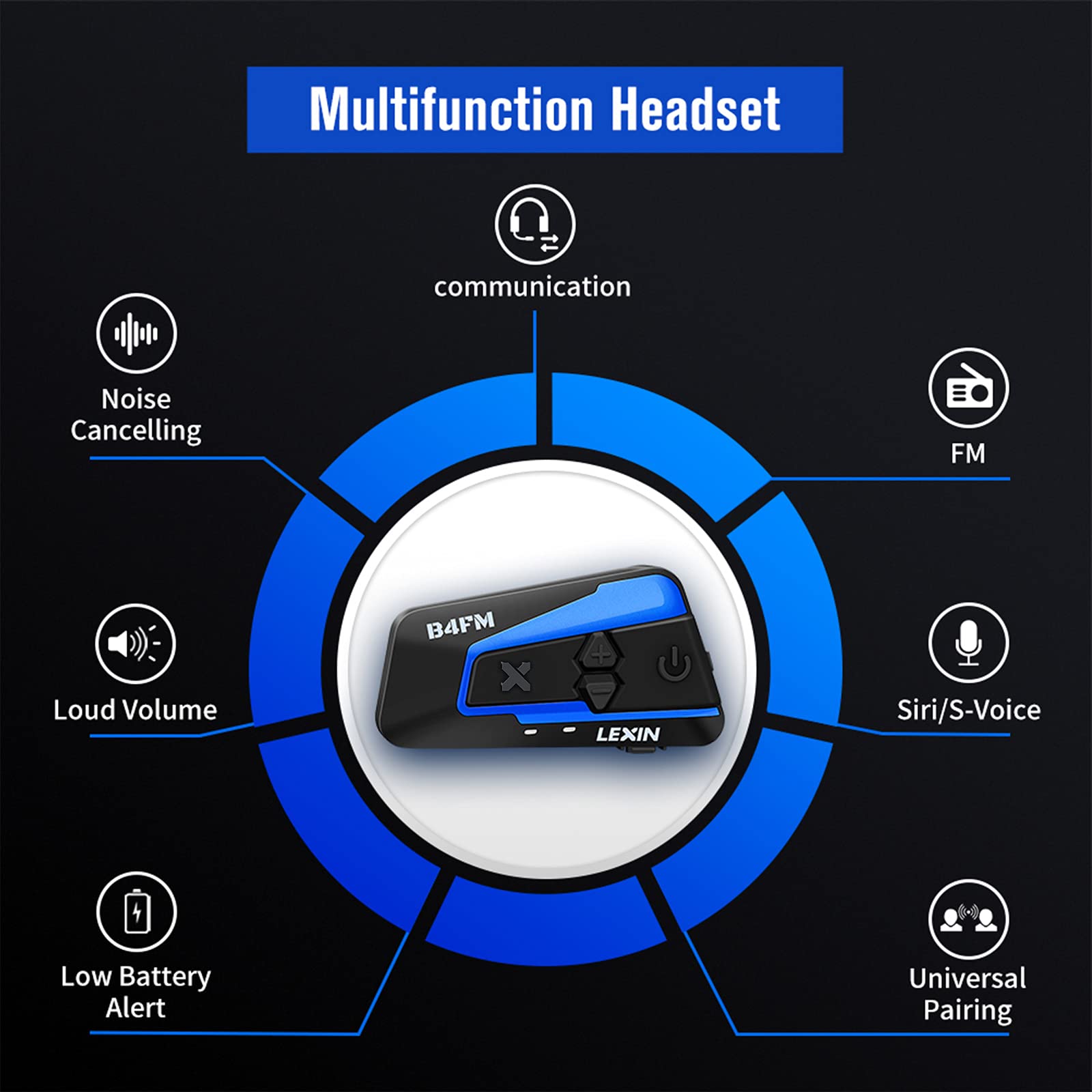 LEXIN 2pcs B4FM Motorbike With FM Radio, Helmet Bluetooth