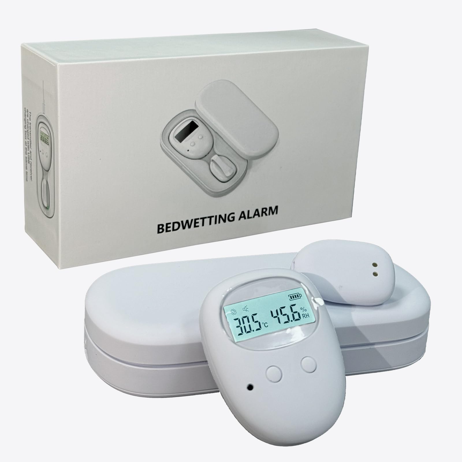 Wireless Bedwetting Alarm, Bed Wetting Pee Alarms for Older Kids Boys and Girls, Moisture Potty Alarm USB Rechargeable, LCD Display Temperature Humidity