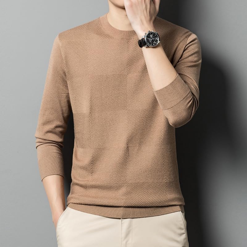Men's Round Neck Wool Knit Sweaters for Middle Age in Spring and Autumn2