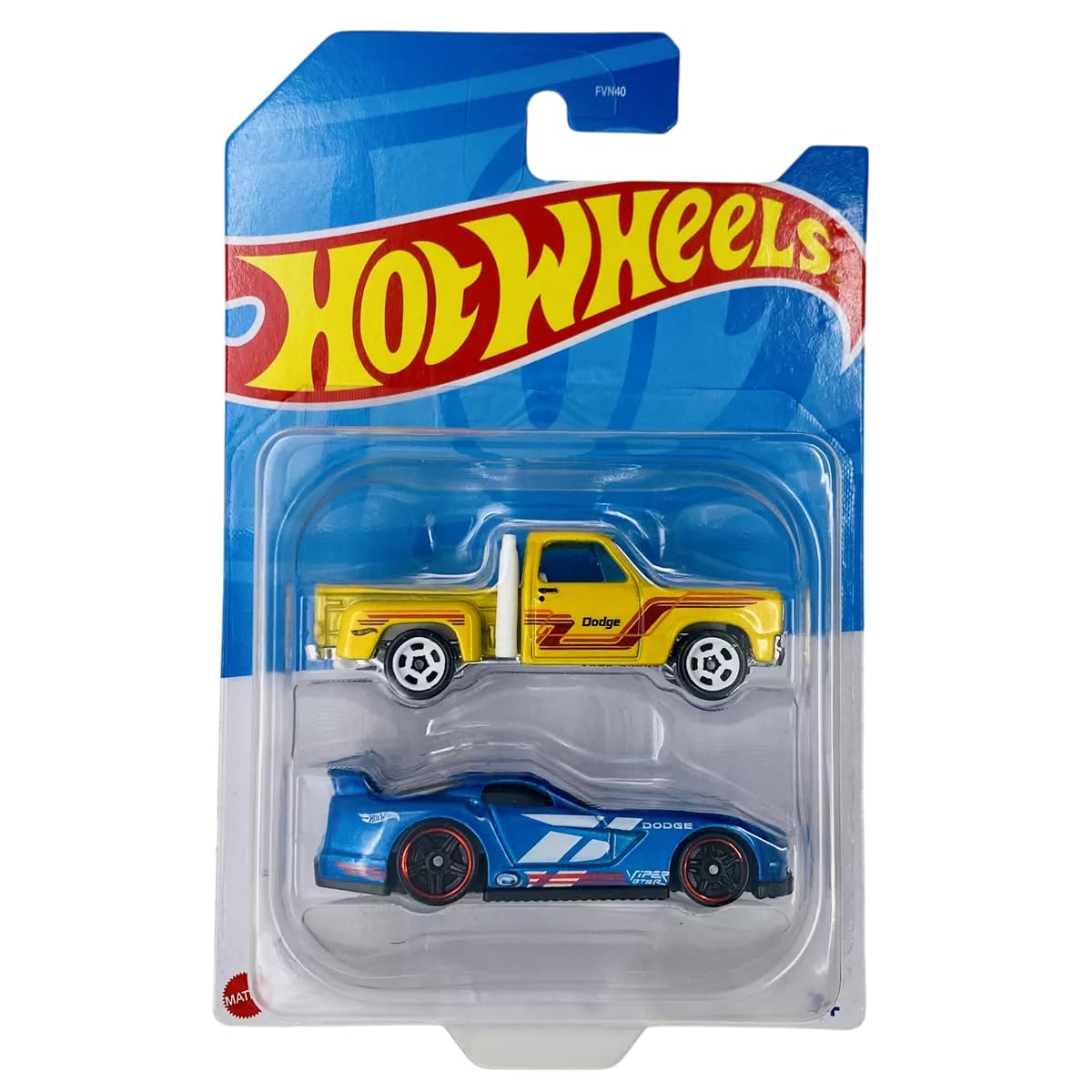 2 Cars Pack Dodge Lil Express Truck and Dodge Viper GTS-R Die-Cast Vehicle by Small CLAP for 3 Years & Above (YellowGrey)