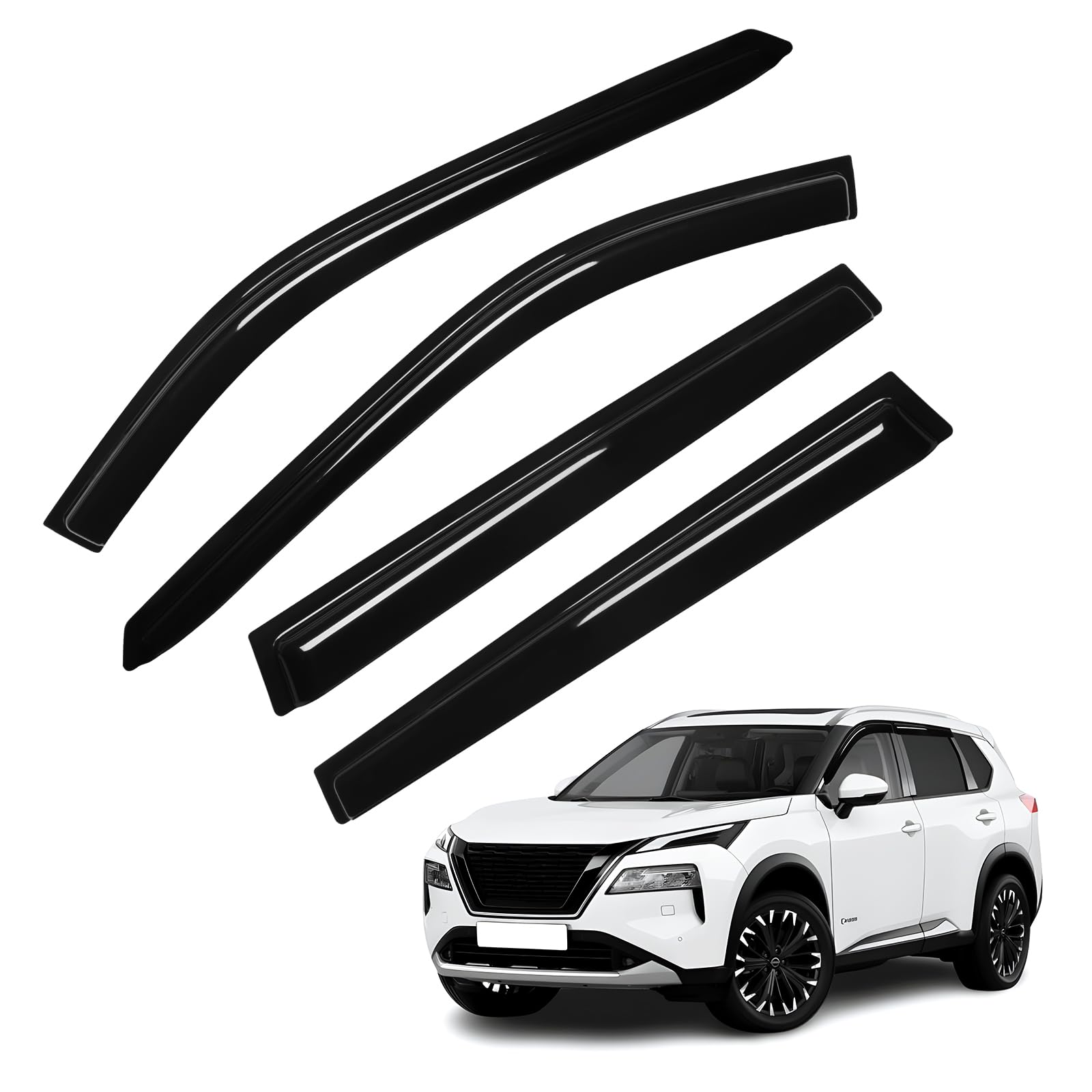 Photo 1 of Rogue Rain Guard - Window Visors for Nissan Rogue 2021-2025 2026, Out-Channel Side Window Rain Guards for Rogue, 4PCS, Black, Car Accessories