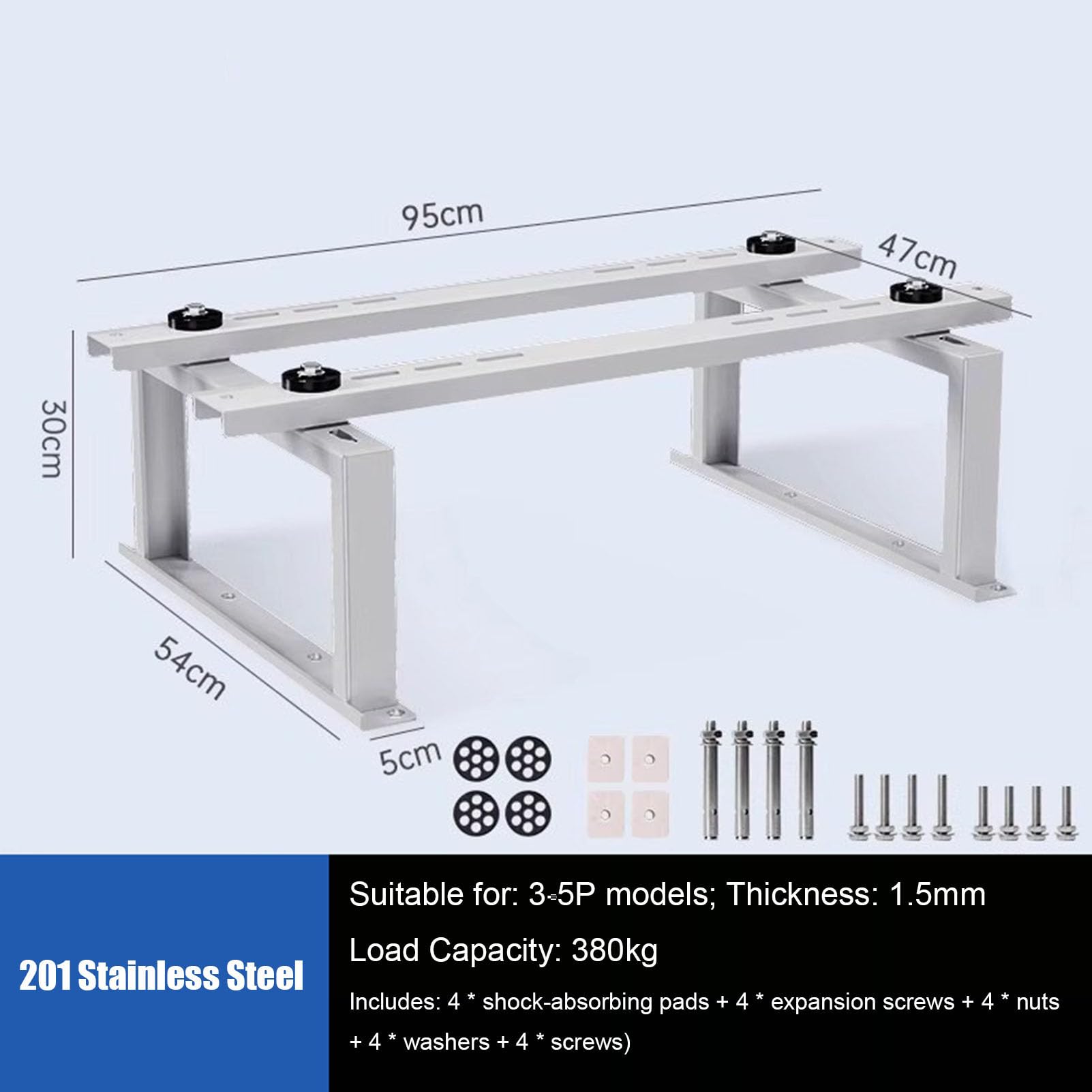 Soporte de suelo para mini split, soporte antivibraciones ajustable para mini split para aires acondicionados sin conductos y bombas de calor, soporte de suelo de alta resistencia para condensadores
