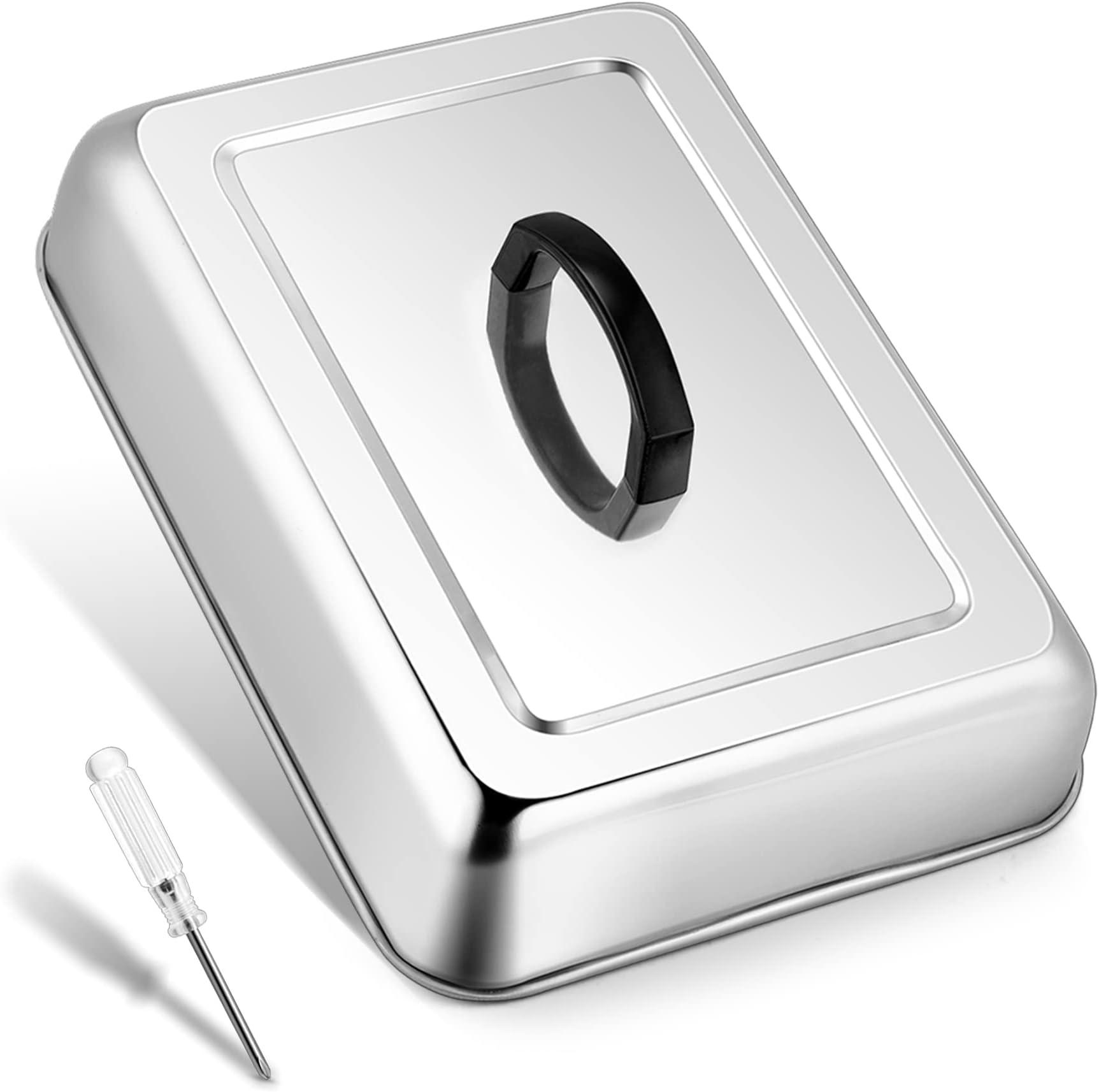 Leonyo 13" x 9" Rectangular Basting Cover Set of 2, Stainless Steel Heavy Duty Metal Cheese Melting Dome Lid for Outdoor & Indoor, Food Cover for Griddle, Dishwasher Safe