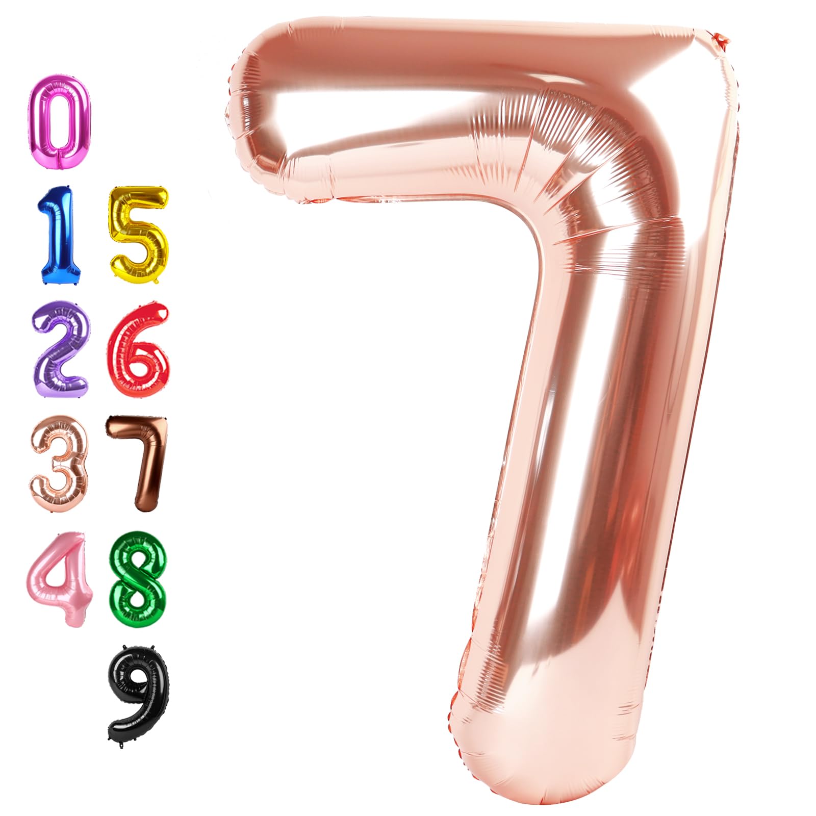 Number Balloons 7 Balloon Rose Gold for 7 Birthday Party Decorations, 40 in