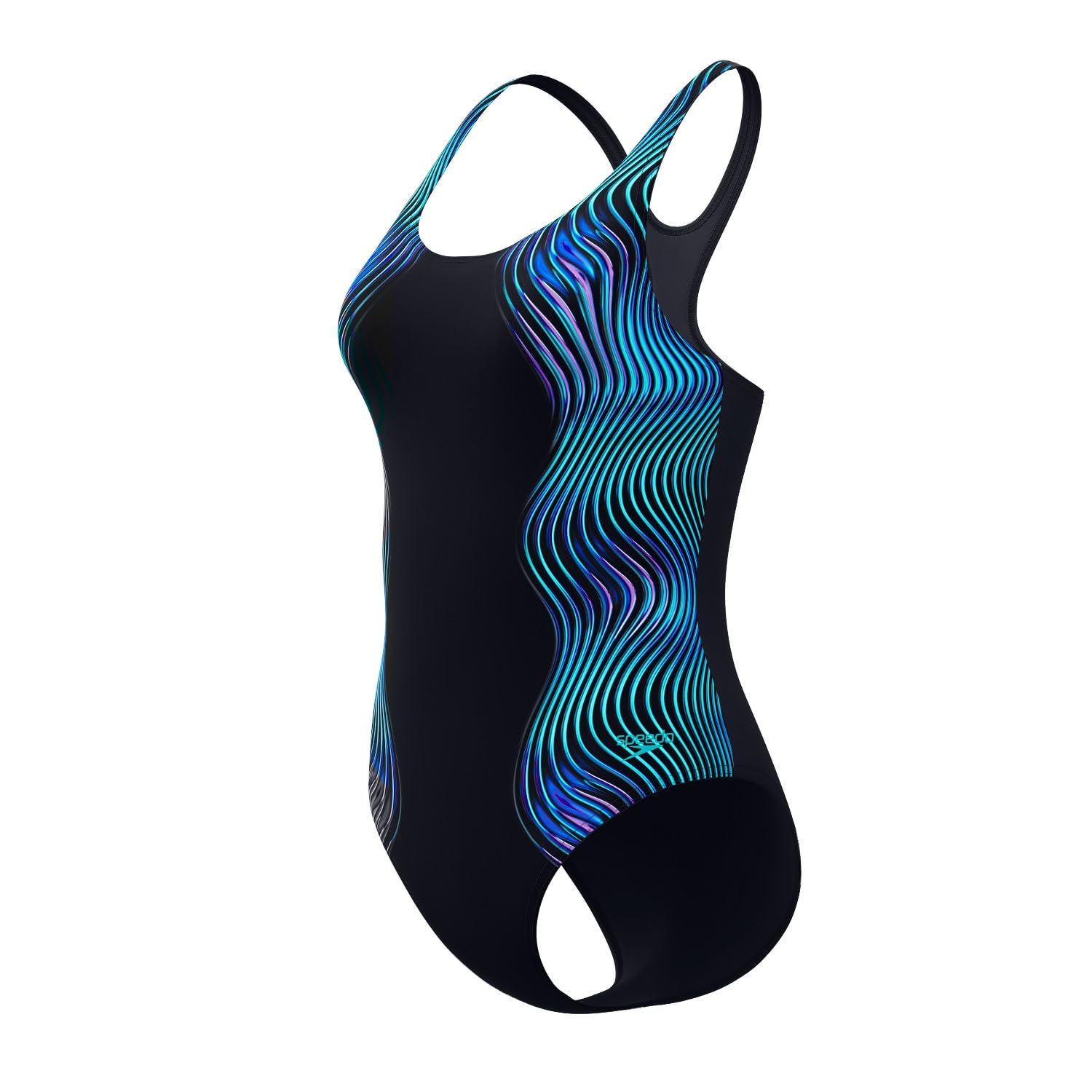 Speedo Traje de baño Medalist con impresión digital para mujer, resistente al cloro, con cobertura media