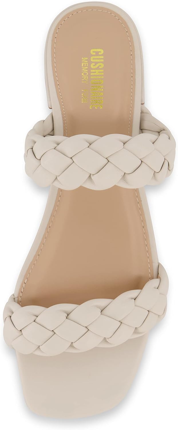 CUSHIONAIRE Nan Braided Two Band Chunky Heels for Women with Memory Foam, Square Open Toe Block Heeled Sandals for Women - Image 5