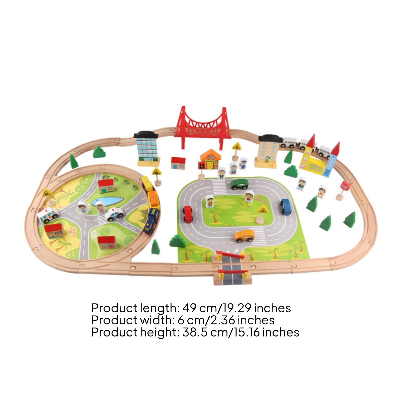 predolo Jeu Train Miniature Coloré Assemblage Facile, Circuit Train en Bois, Circuit Bâtiments, pour Chambre d'enfant, Enfants
