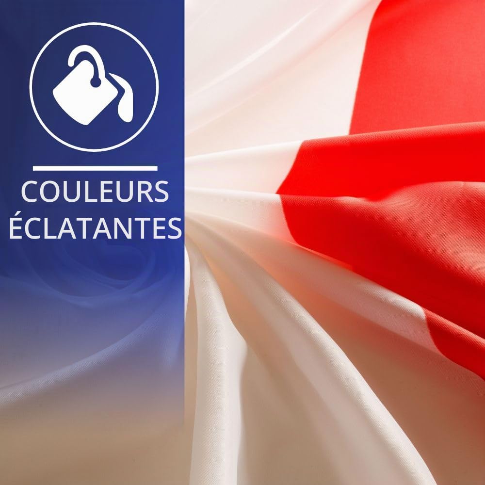 PHENO FLAGS Drapeau France 90x150cm – français - qualité premium - extrêmement résistant aux intempéries, avec œillets en laiton, 100% polyester, coutures doubles robustes & couleurs éclatantes