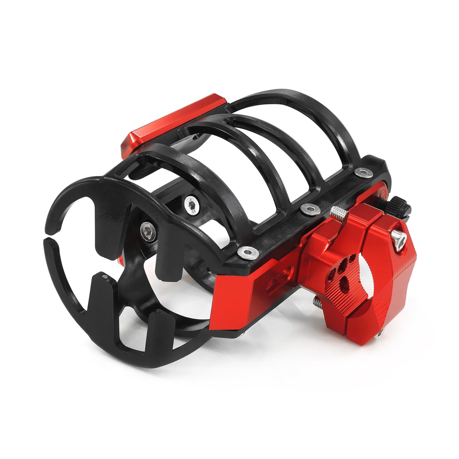 portaborraccia Per moto portaborraccia alluminio universale Per moto bicicletta MTB ATV barca scooter bici da strada telaio manubrio portabevande (Red)