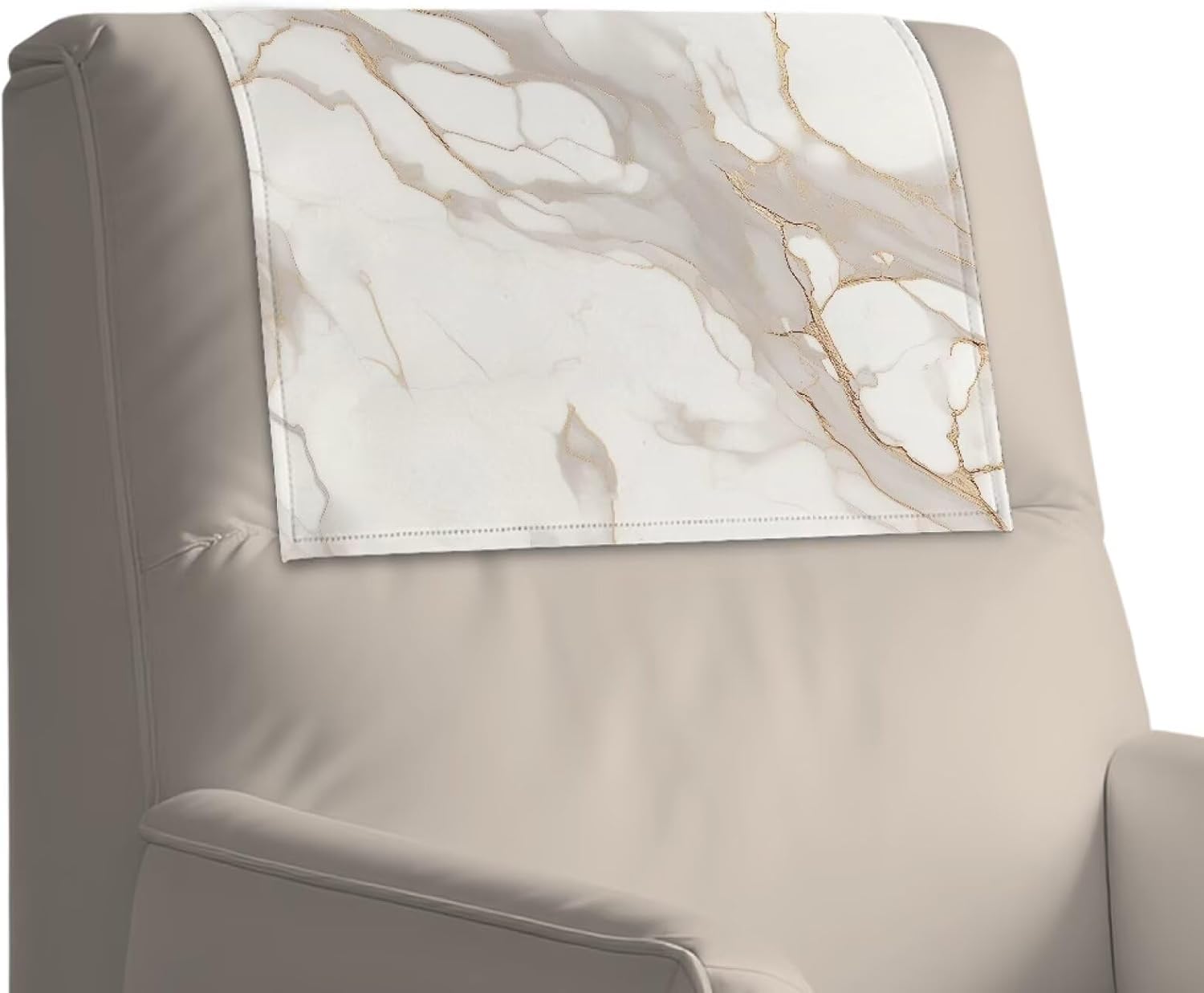No-Damage Headrest Cover, White Marble, Waterproof PU Leather Protector for Sofa Chair Couch Easy Install Removable Head Rest Protector Home Decor (3 Packs)