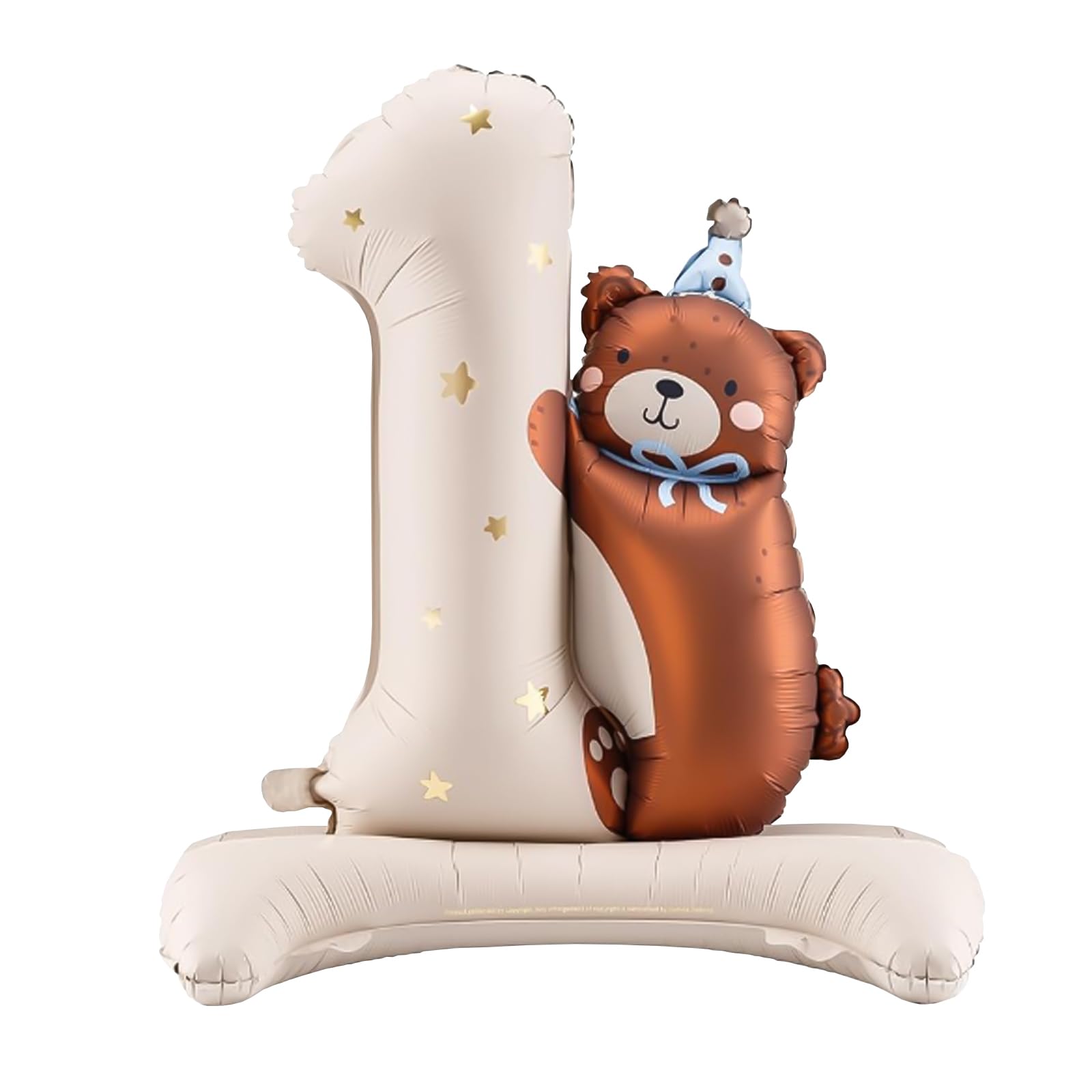 Balloons 1st Birthday with Teddy Bear PartyDeco Number One Foil Balloon for First Baby Birthday Supplies 1 Year Old Baby 1st Party Decor Number 1 Pastel Colours (Khaki Blue)