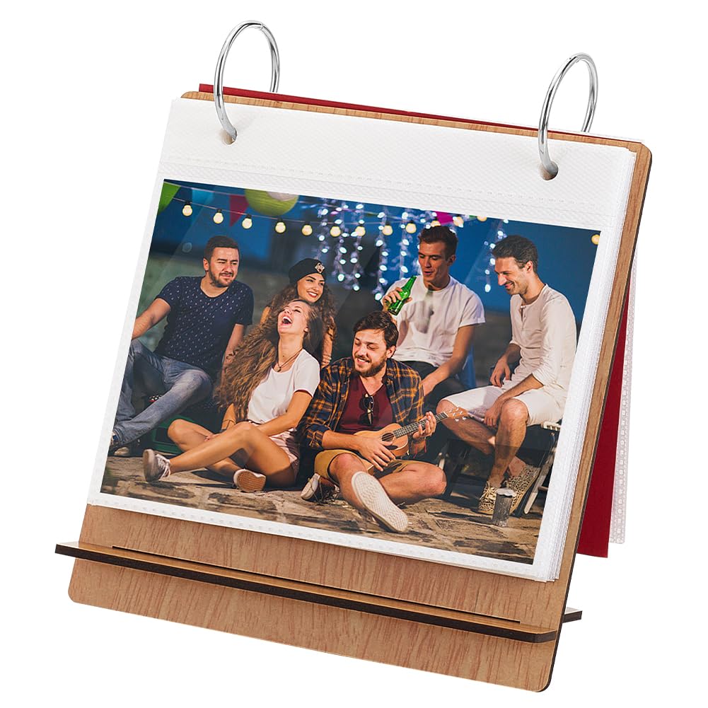 Album photo en bois 12,7x10,2 cm AHANDMAKER avec couverture à rabat pour scrapbooking de mariage