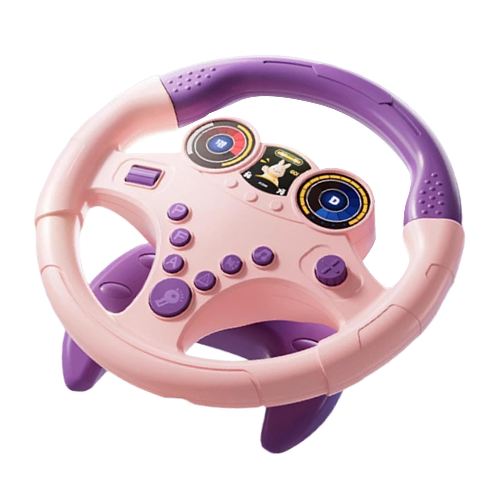 Sharplace Kids Pretend Play Steering Wheel Toy Portable 8.3x7.8x3.4inch for Automotive Seat or Indoor Play with Suction Cup & Strap, Big Base Pink