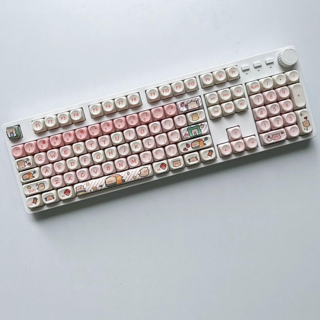 118 Keycaps PBT MOA Profile Standard Sublimation Process Pink Pig Themed Keycaps
