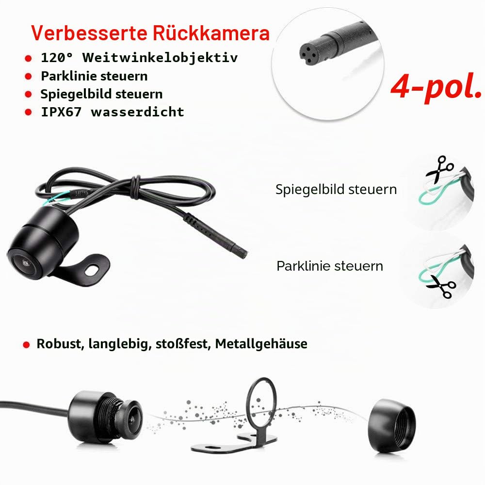 Jansite Rückfahrkamera Auto Set 4.3'' Monitor 12V PKW SUV Pick-up