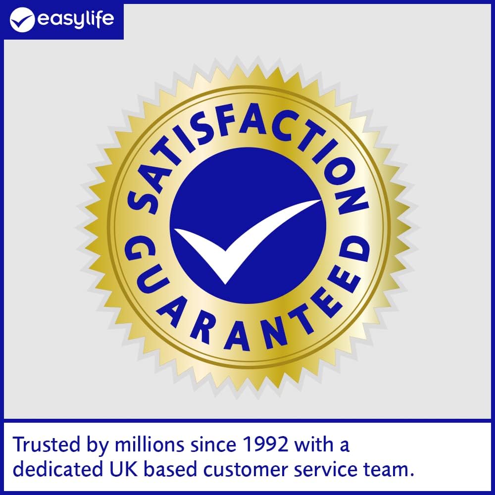 Satisfaction Guaranteed badge with text 'Trusted by millions since 1992 with a dedicated UK based customer service team.'