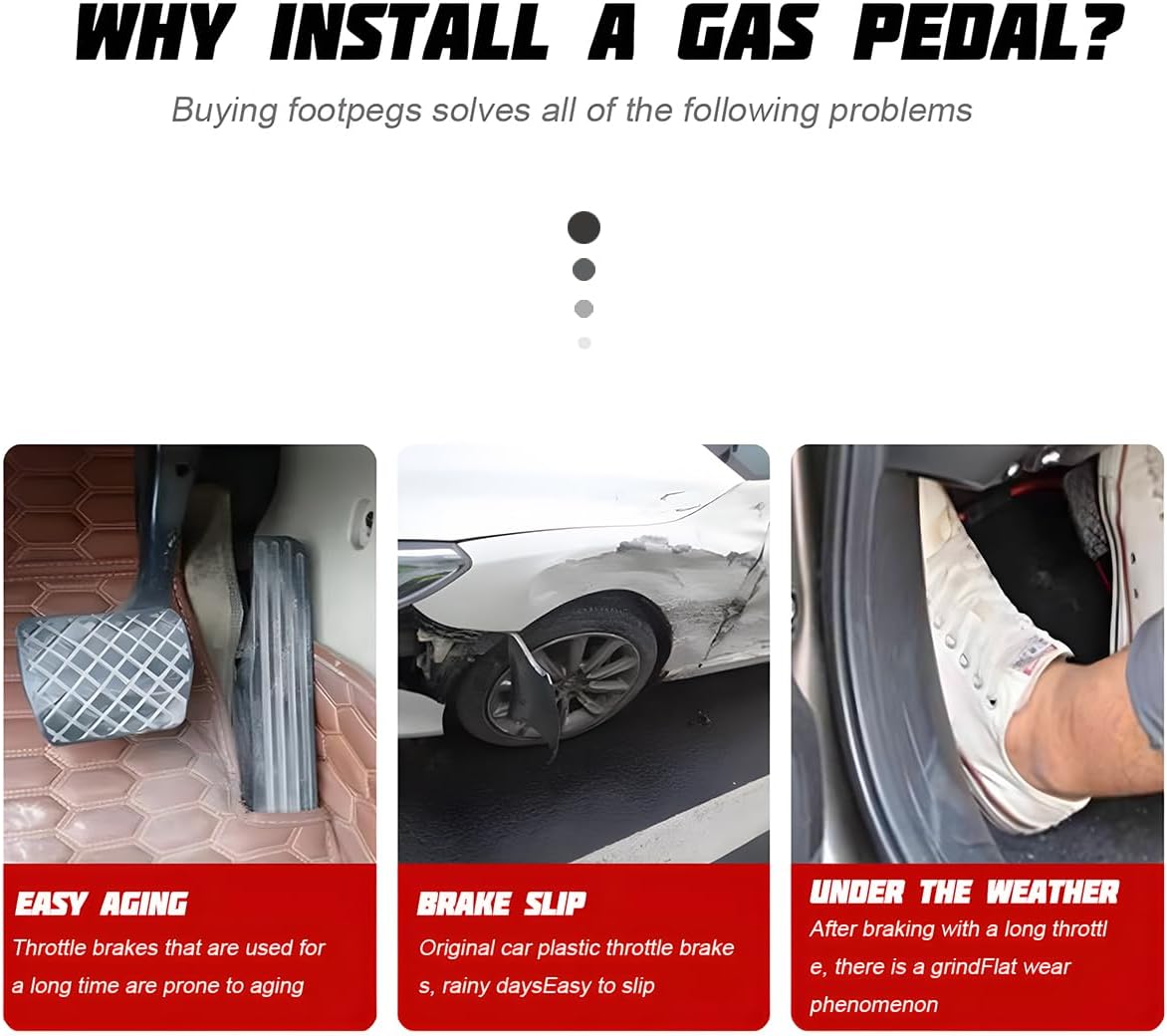 HZEL Car Pedal Cover, 2PCS Aluminum Alloy Vehicle Accelerator Gas Brake Pedal Pads, Non Slip No Drilling Auto Interior Foot Pedal Kit Compatible with 2011-2025 Grand Cherokee Durango(Black) - Image 5