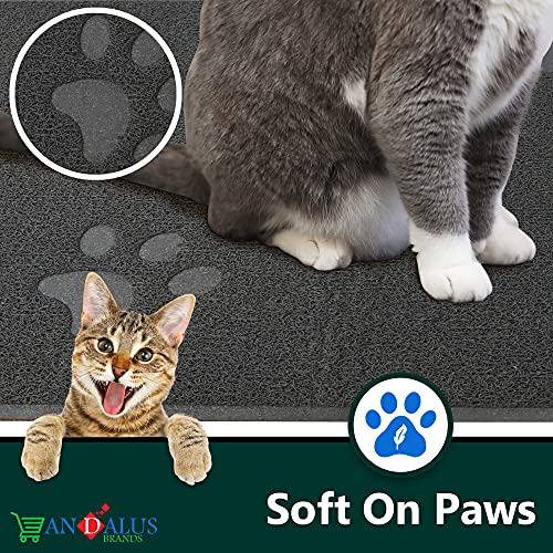Andalus Cat Litter Mat - Kitty Litter Trapping Mat For Litter Boxes - Kitty Litter Mat To Trap Mess, Scatter Control - Washable Indoor Pet Rug And Carpet - Grey, Extra Large (35" X 23") #TOP3