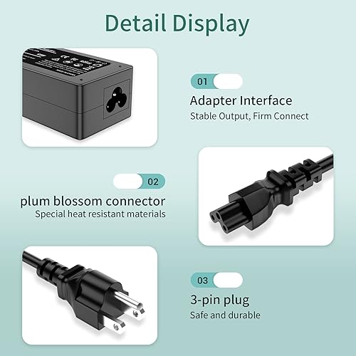 Miniatura 6 de Reemplazo de 65 W para cargador de computadora portátil HP Probook, Envy, Pavilion, Stream, EliteBook, X360, cable de alimentación para computadora