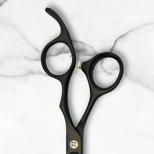 Miniatura 3 de Saki Shears Tijeras de pelo Chsai  Tijeras profesionales de corte de pelo negro mate  hechas de acero japonés  afiladas, duraderas, 5.5 pulgadas