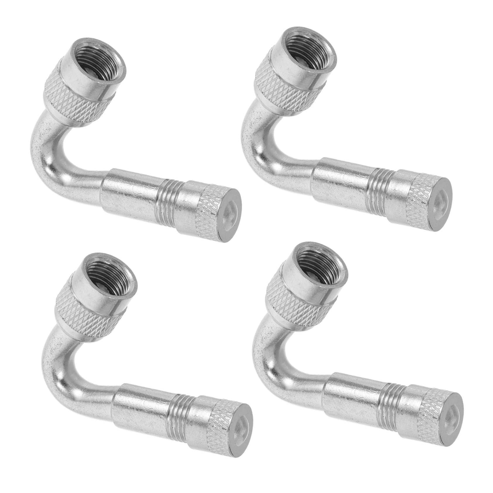 Sosoport 4Pcs Angled Tire Valve Adapters for Cars Motorcycles Durable Copper Metal Tire Valve Extenders for Easy Installation Versatile Use