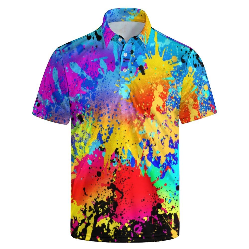 Men's Funny Golf Shirts Hawaiian Polo Shirts 80S Flashes Polo Shirts Funny Hawaiian Beach Summer Golf Polo Shirts