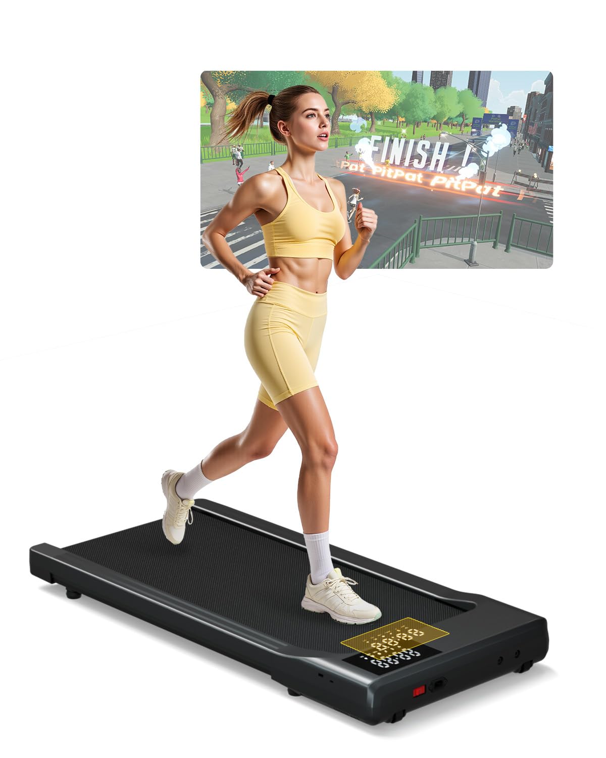 Lacuffy Walking Pad Raceable 8km/h, Under Desk Treadmill Max 159kg, Walking Treadmill Smart App Control 2.5HP with AI Training and Multi-Runner Races