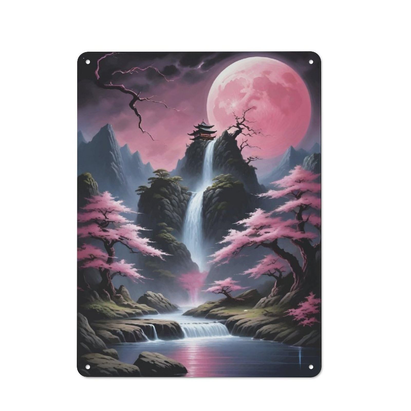 Junmoney Full Moon Valley Retro Metal Wall Sign 40X30cm For Guest Room Or Hallway, New-Space Wall Decor For Home Decor Collectors