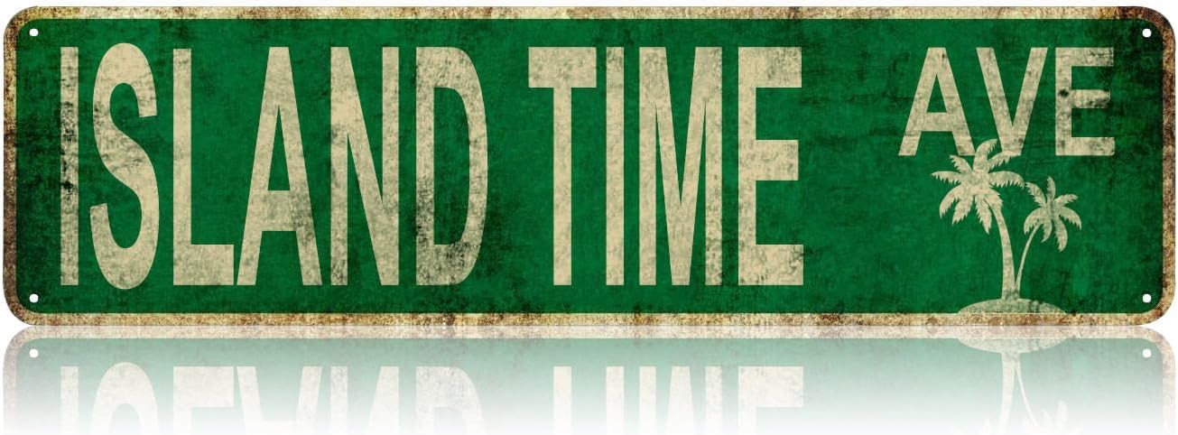 Vintage Signs Island Time Ave Sign Street Signs Retro Metal Sign for Home Garage Farmhouse Bar Coffee Garden Bathroom Kitchen House Man Cave and Gothic Indoor Ourdoor Decor,Aluminium 4x16 Inch