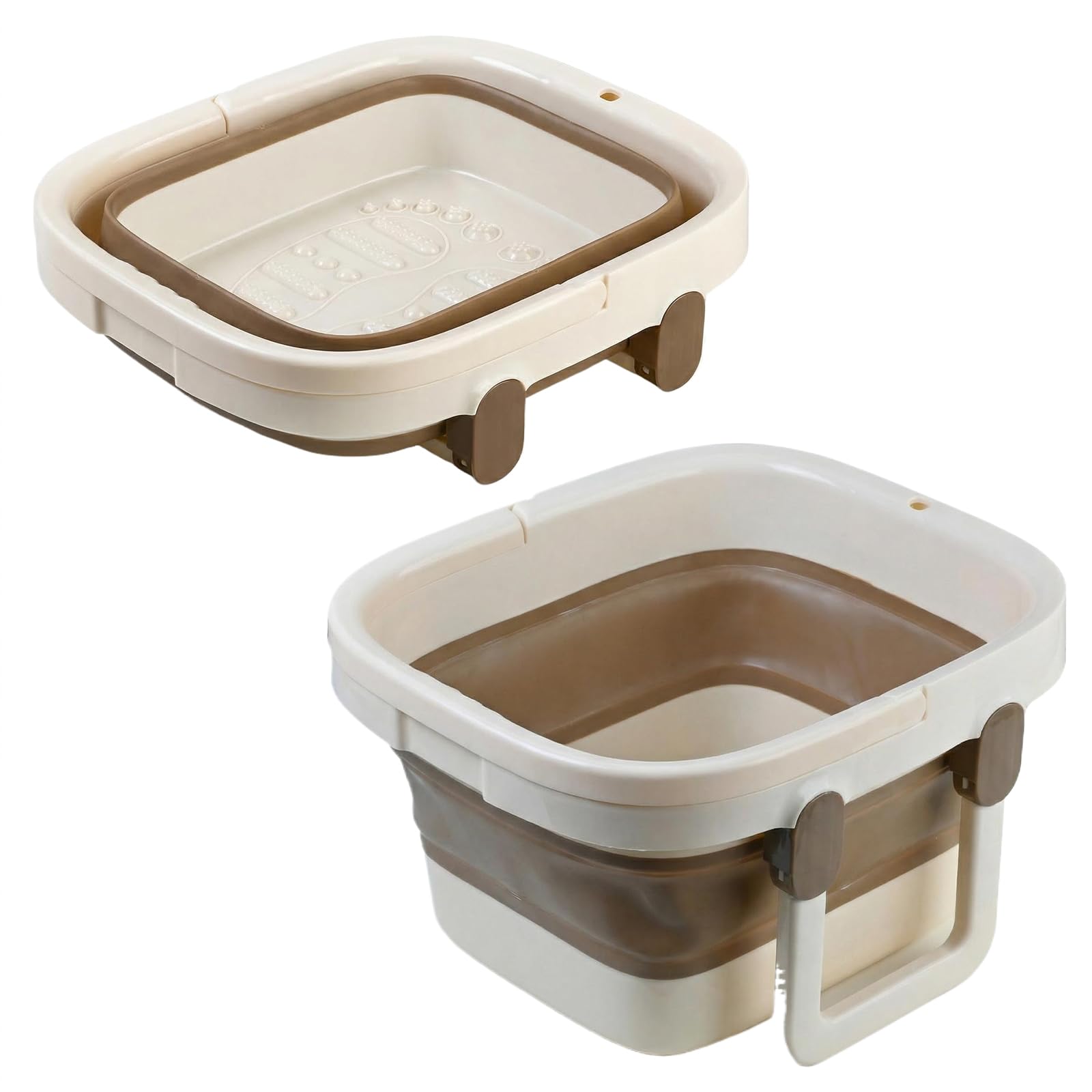 Barreño Plegable, Barreño con Estructura Reforzada, Baño de Pies Retráctil con Nódulos de Masaje y Asa, Remojo de Pies, Cuidado y Relajación, Balde Plegable