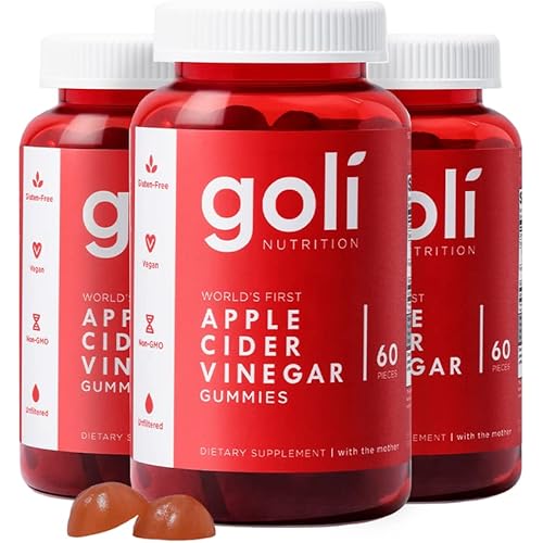 Goli Apple Cider Vinegar Gummy Vitamins - 180 Count - Vitamins B9 & B12, Gelatin-Free, Gluten-Free, Vegan & Non-GMO