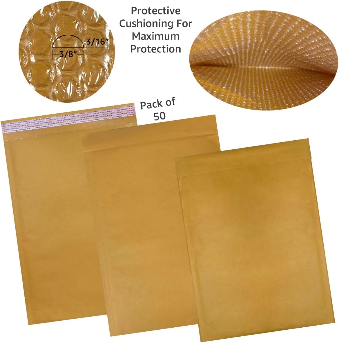 StarBoxes 50 Kraft Bubble Mailers 12.5x19" - #6 Self-Sealing Padded Envelopes Bags (KBM612519050)