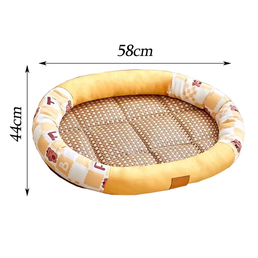 Dog Cooling Mat Mata lodowa dla zwierząt domowych, zmywalna i chłodna mata lodowa dla zwierząt rattanowa mata matowa, letnia tkana oddychająca mata do spania dla zwierząt domowych(A6,58cm*44cm)