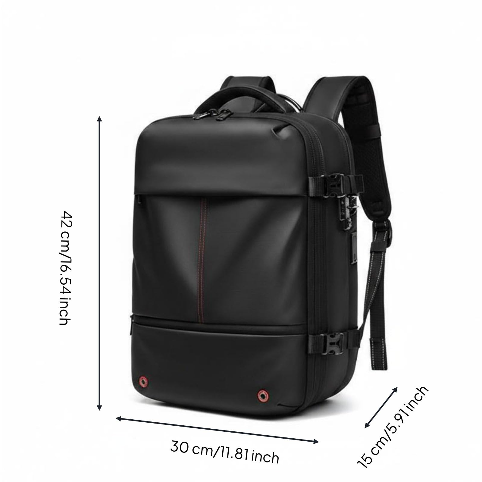 rockible Zaino da Viaggio Impermeabile Zaino Laptop Zaino Compressibile Zaino Antipioggia con di Compressione per Ottimizzare Spazio Spallacci Curvi E Comodi, Nero, Nero, 16 Pollici