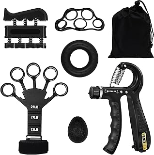 Handtrainer Fingertrainer,Griffkraft Trainer Set,6er mit Handgelenk Trainer, Trainingsring,Stressabbau-Griffkugel,Verstellbarer Grip Trainer, Finger Trainingsgerät,Fingertrainer Silikon