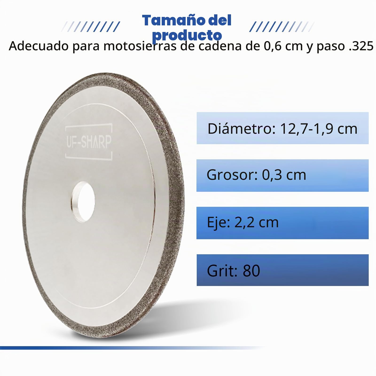 CBN Rueda Afiladora de Motosierra, 145mm-3.2mm- 22.222mm, para cadena de 1/4 pulgada y espaciamiento .325 (3.2mm grosor) | Para cadena de paso de 0.25 pulgadas y .325, sin vibraciones, molienda más fresca, no requiere apósito, menos polvo abrasivo