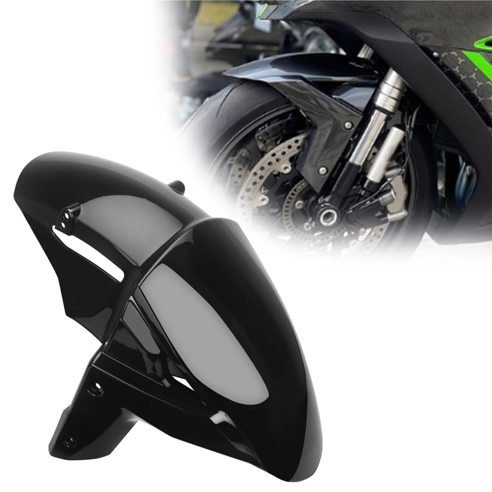 Motorcycle Fairing Motorcycle ABS Carbon Fiber Front Fenders Mudguards Protective Cover Guard Fairing Shield Accessories For Kawasaki ZX-10R 2016 2017 2018 2019 2020(Gloss Black)