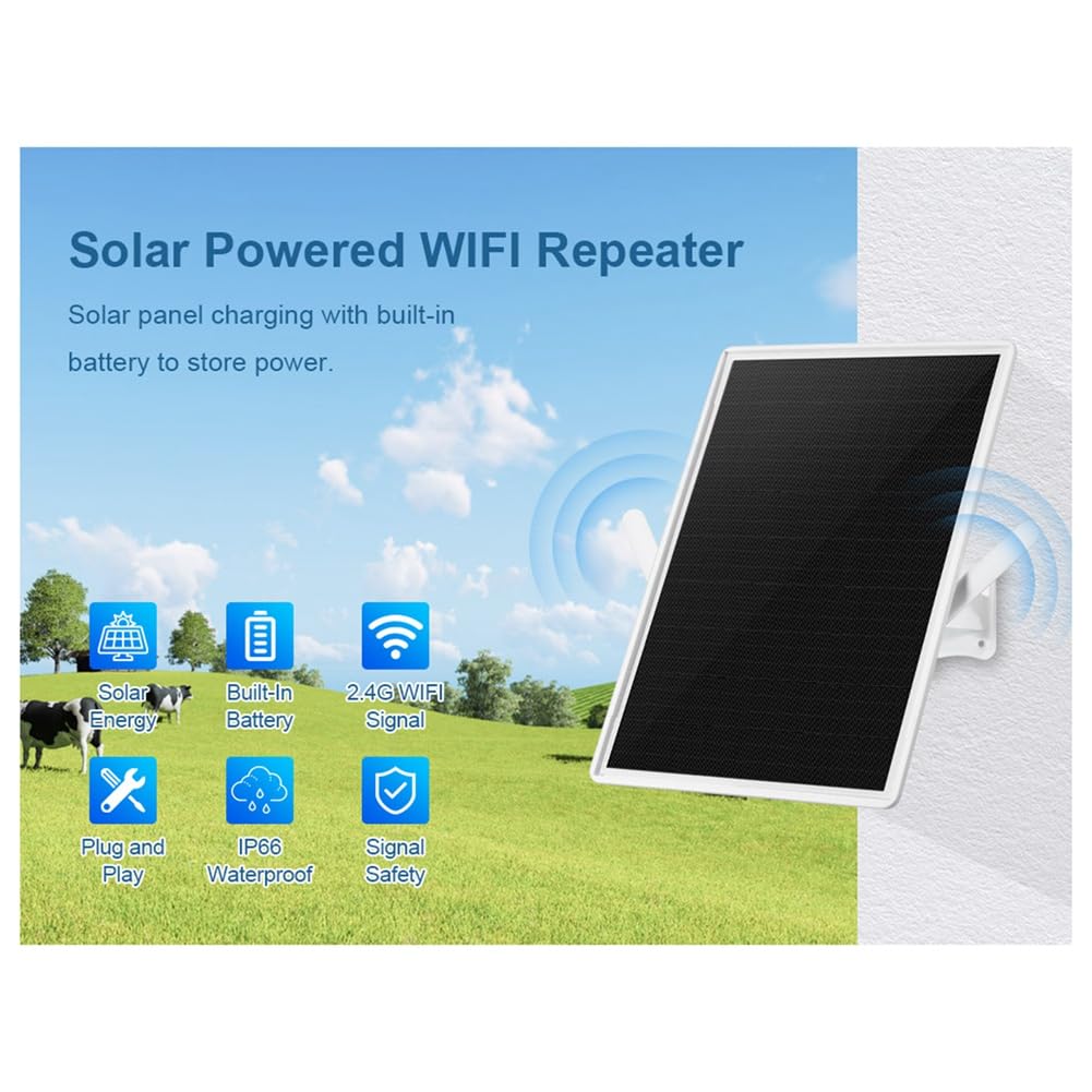 Zewnętrzny wzmacniacz słoneczny WiFi, wzmacniacz zasięgu WiFi odporny na warunki atmosferyczne, 2,4 GHz bezprzewodowy wzmacniacz sygnału internetowego, bateria 20 000 mAh