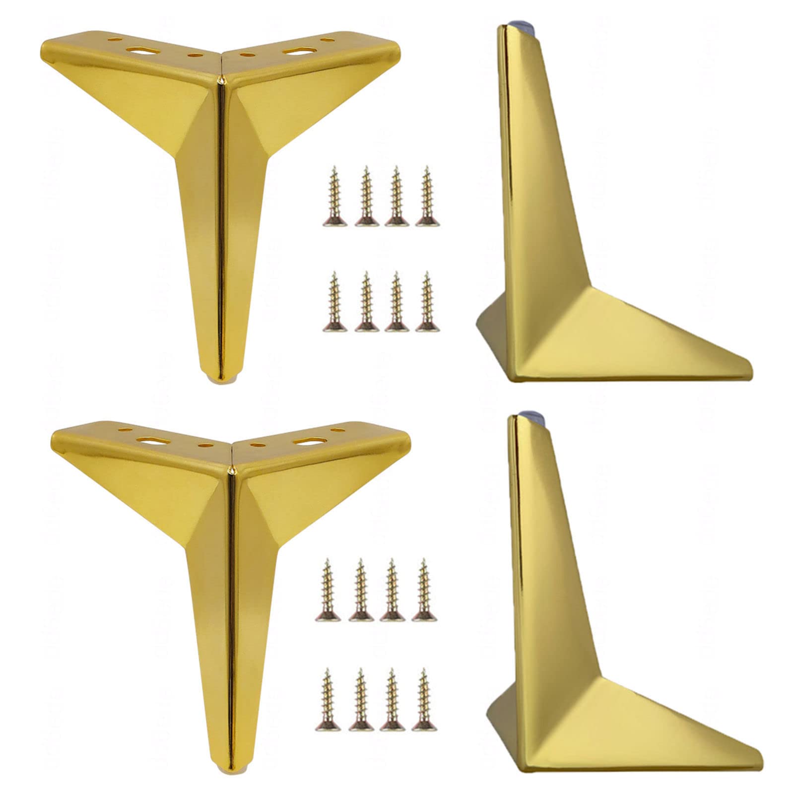 Gambe mobilia Oro,Piedi tavola Metallo,Piede di Sostegno del Divano Triangolare,Gambe di Supporto per armadi Pesanti,Piedi di Ricambio della Sedia del Comodino Fai da Te,17cm/6.7in