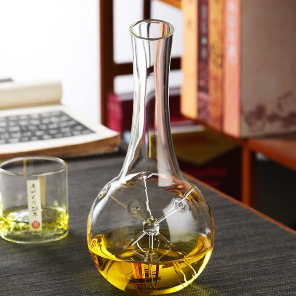 Decantador de vino, jarra de decantador de vino, decantador de vino soplado a mano, jarra vertedora - Accesorios de vino tinto decantador integrado aireador (tamaño: L)