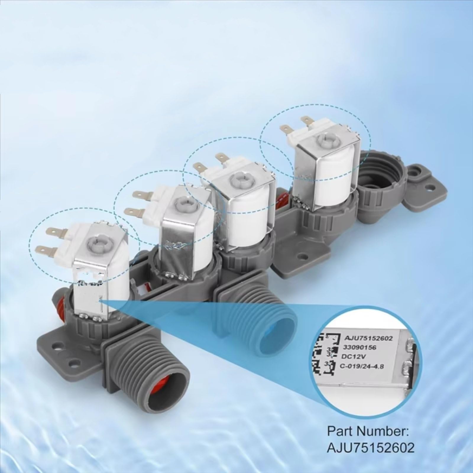 Electrovalvula Entrada Lavadora Para Lavadora 5221EA1008S 4873914 AP6335382 PS12580369 EAP12580369 DC12V AJU75152602 Válvula De Entrada De Agua