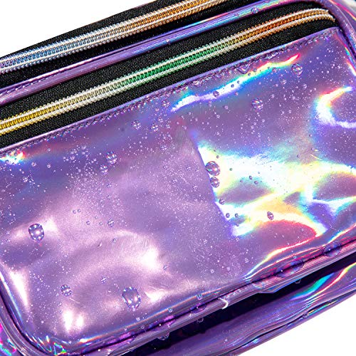 Holographic Neon Gold Transparent Star Diamonds Snowflakes Lip Prints Purple Gravel Multicolor Fanny Pack for Women… - Image 7