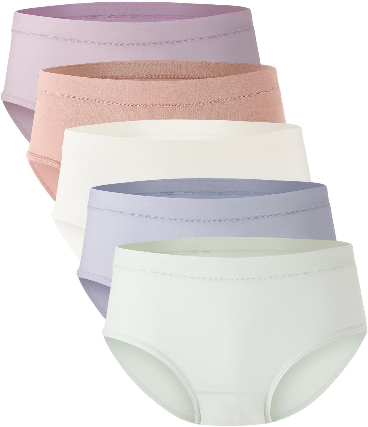 Womens Underwear, Moisture-Wicking Briefs, Soft and Breathable Panties, Mid Waist, 5-Pack