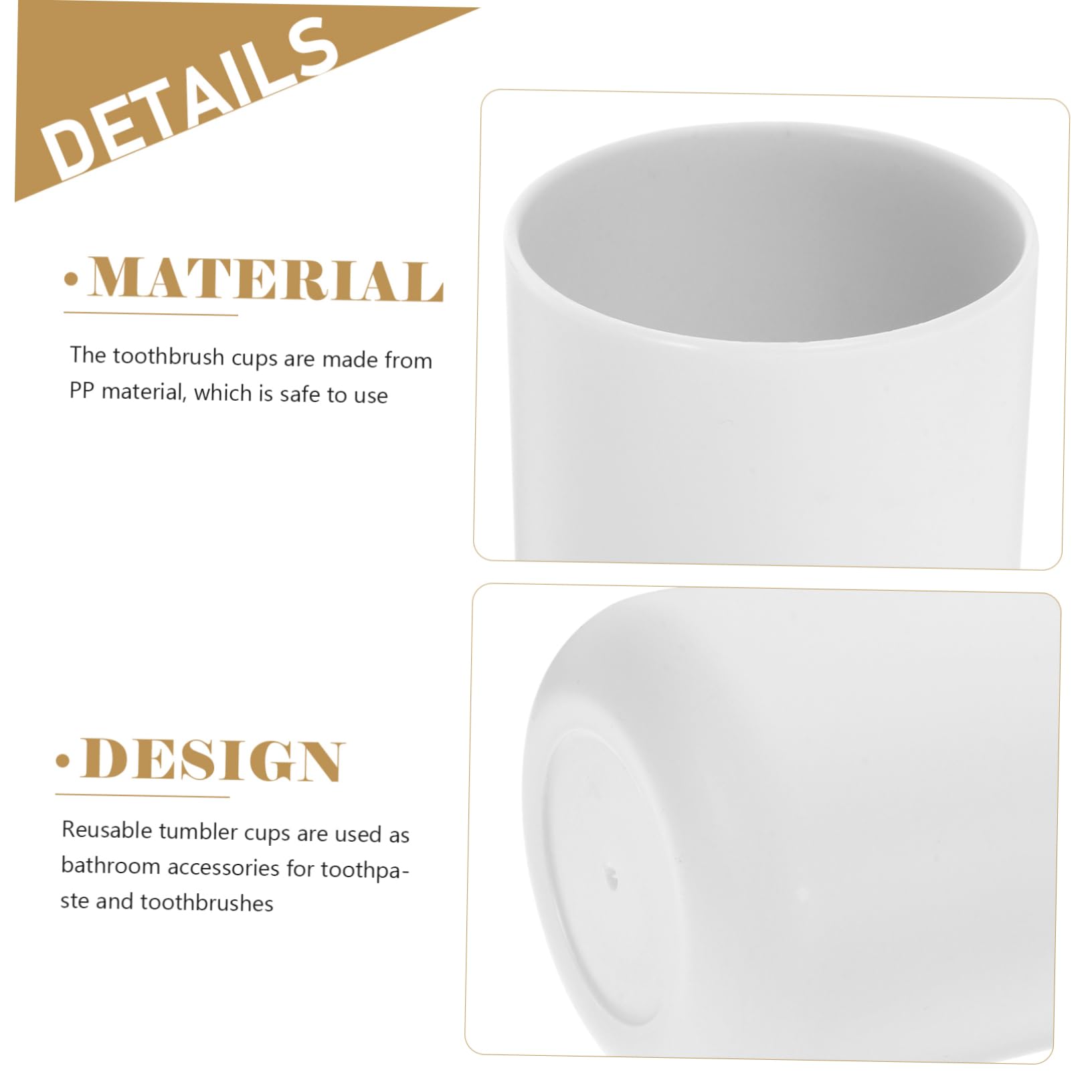 BRIGHTFUFU 2pcs Solid Mouthwash Cup Toothbrush and Brushing Tumblers 300ml Simple Design Pp Material for Bathroom Use