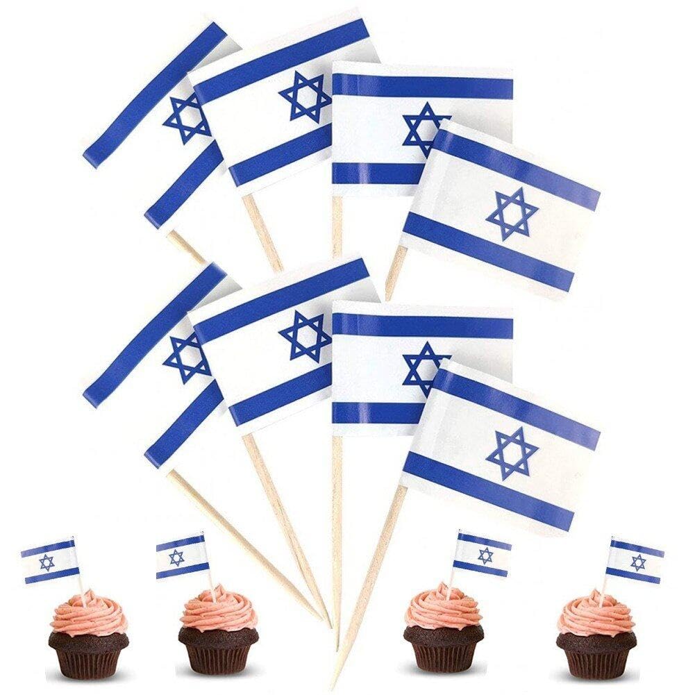 Lpitoy As Shown Israel Flag Food Toothpicks Israel Cocktail Stick Mini Nation Flag Food Stick Party Accessory For Cake Toppers Sandwich Fruit