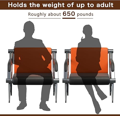 Miniatura 44 de wonline Silla de sala de espera de 3 asientos con reposabrazos, muebles de oficina de piel sintética, asientos de invitados de oficina, vestíbulo