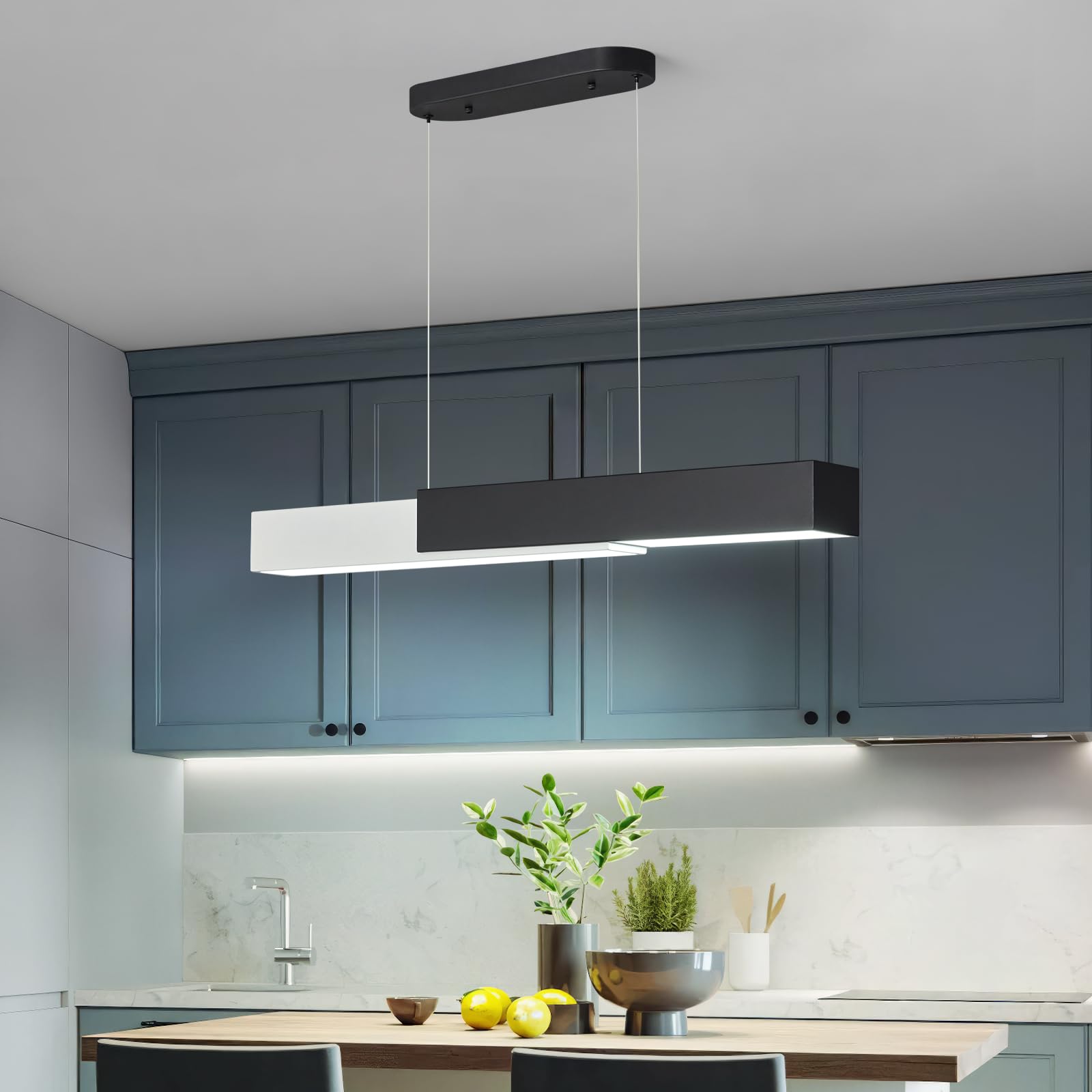 zhllmq Modern LED Rectangle Pendant Light Blackwhite Metal Iron ...