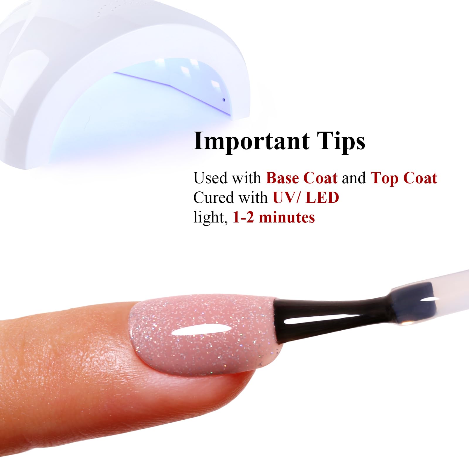 Ozzeal Iridescent Nude Mauve Pink Gel Nail Polish, 15ML Sparkle Shimmer Glitter, Soak Off LED UV Gel Nail Polish for Art DIY Manicure — view 2
