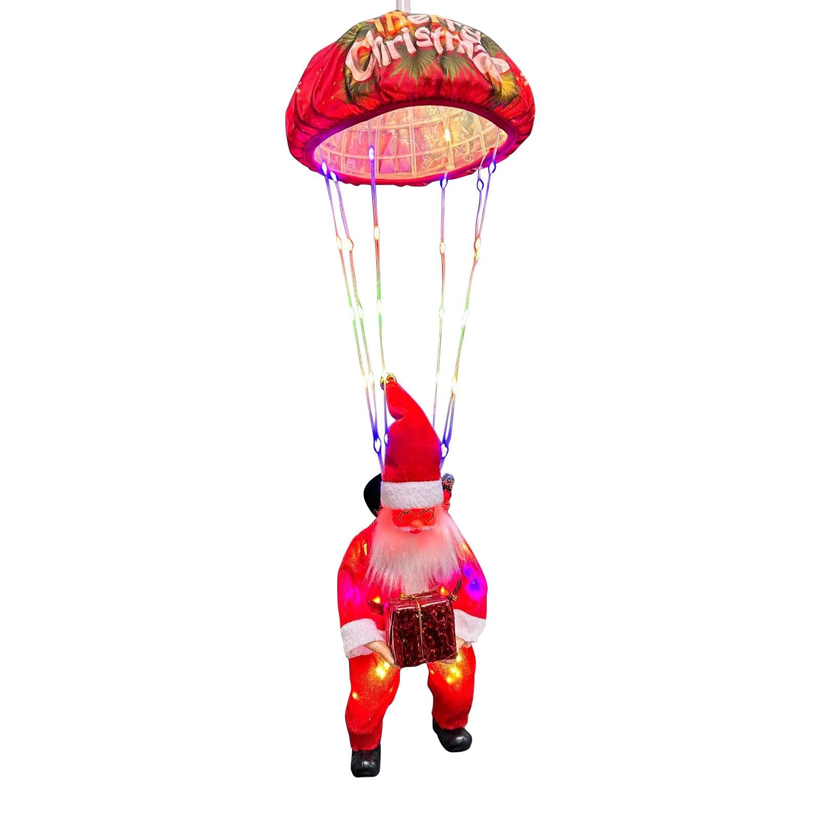 Jazuaiao Santa Flying Parachutes LED for Christmas Tree Decoration and Outdoor Holiday Christmas Home Decoration Light
